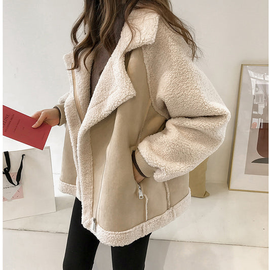 Women Short Lamb Velvet Jacket