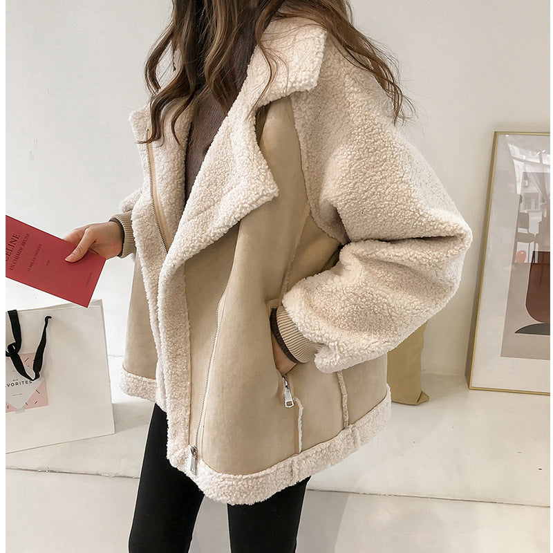 Women Short Lamb Velvet Jacket