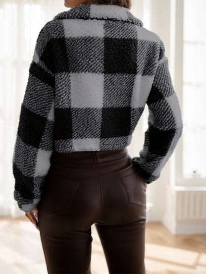 Plaid Pattern Teddy Jacket